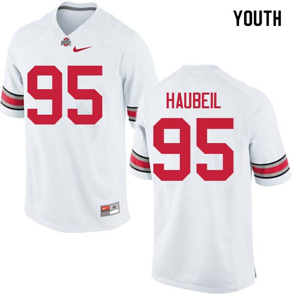 Ohio State Buckeyes Blake Haubeil Youth #95 White Authentic Stitched College Football Jersey